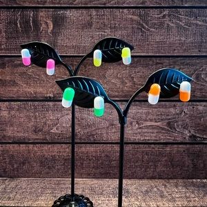 3D pill stud earrings